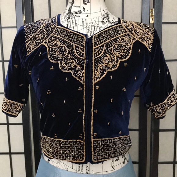 Kera Tops - KERA Velvet Medieval vest Jacket corset bolero embroidery cover costume formal